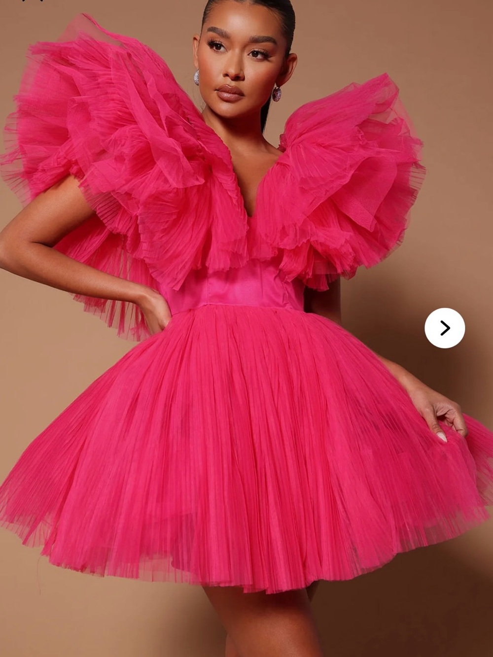Fashion Nova Hot Pink Ruffle Tulle Mini Dress XS